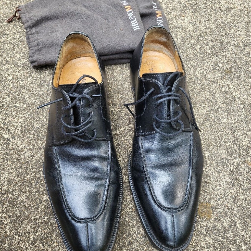 Magnanni Men's Shoes Size 8.5 Split Toe Black Leather Dress Shoes (11323)